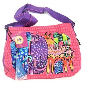 Laurel Burch Crossbody Shoulder Bag – Cat Art Purse – East-West Zip Bag